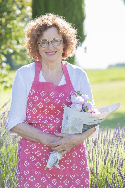 Schürze Veronika lila-türkis