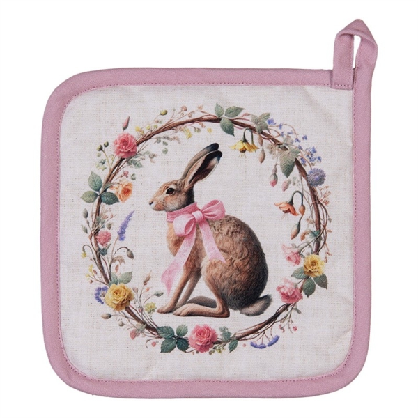 Topflappen Hase & Rosen Pink