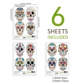 24 Aufkleber bunter Totenkopf